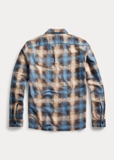 Ralph Lauren Plaid-Print Brushed Camp Skjorter Herre Danmark (TWYHC9246)